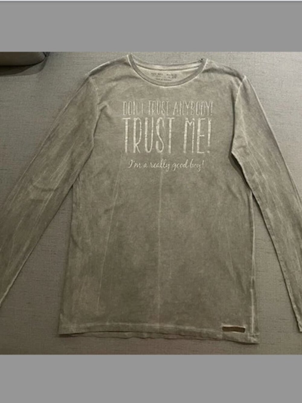 Zara Boys Acid Wash Graphic Long Sleeve Shirt Gray Size 11/12